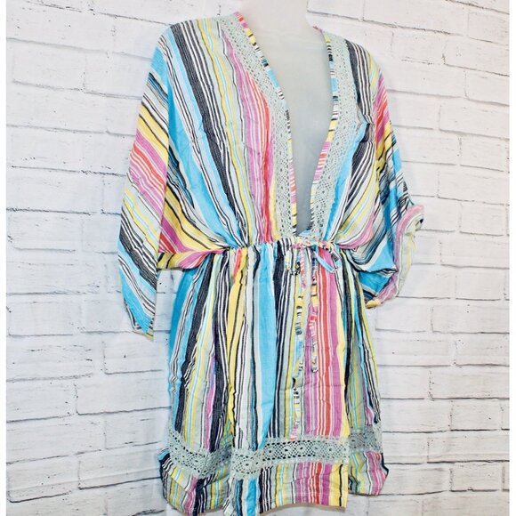 Dotti Havana Coast Striped Tunic Swim Cover-Up Multicolor Size Medium $58 - Picture 3 of 8